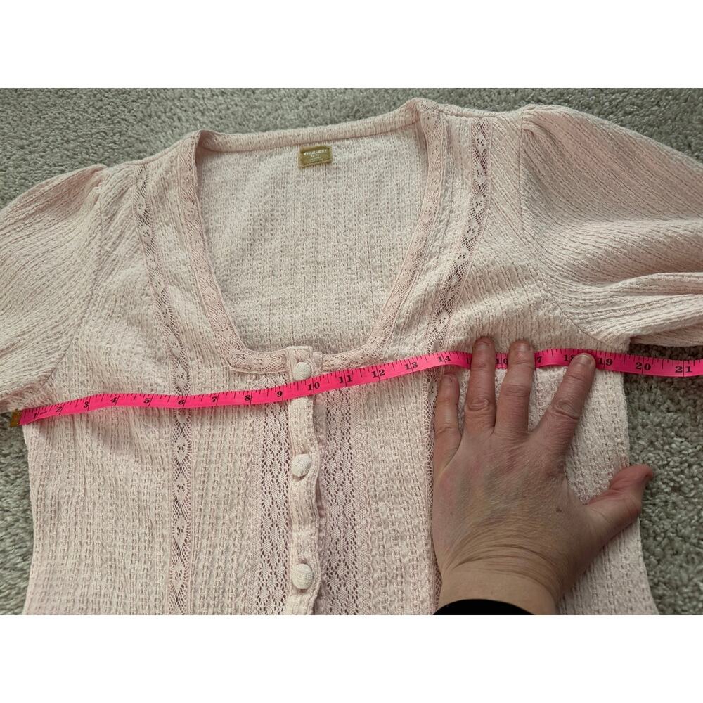 Free People Blush Pink Textured Jules Mini Dress XL Button Front, Boho Style EUC - Picture 9 of 10